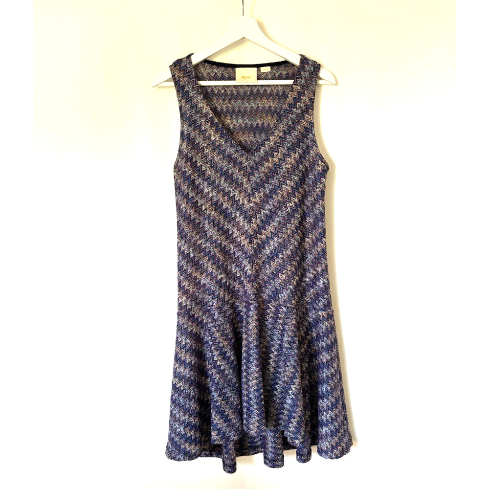 Maeve Womens Dress Medium Purple Knit Sleeveless Boho Midi